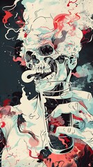 Obraz premium Abstract Skull Illustration with Psychedelic Elements