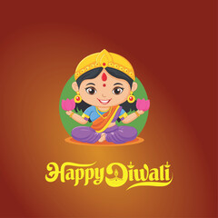 Happy Diwali celebration background. front view of banner design decorated with illuminated oil lamps on patterned red background. vector illustration
