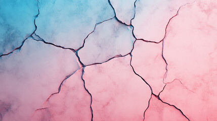 Obraz premium Abstract background featuring a cracked texture with a gradient of blue and pink colors, perfect for design projects and creative applications.