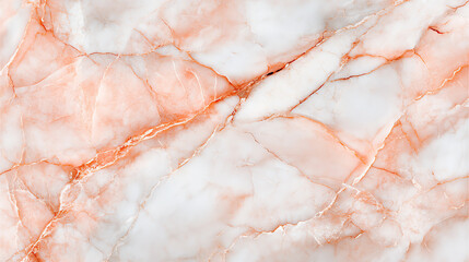 Elegant marble texture featuring a blend of white and soft peach tones, emphasizing natural veining patterns, perfect for design backgrounds.
