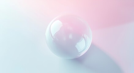 A large transparent shining glass sphere soap bubble on a white background, rendered in 3d