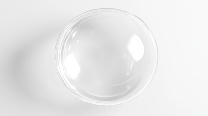 A large transparent shining glass sphere soap bubble on a white background, rendered in 3d