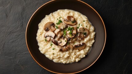 Creamy Mushroom Risotto from Above Perspective