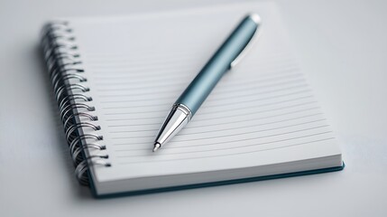 A Quintessential Moment: An Open Notebook and Pen Awaiting the Spark of Creativity and Ideas. New Beginnings Concept