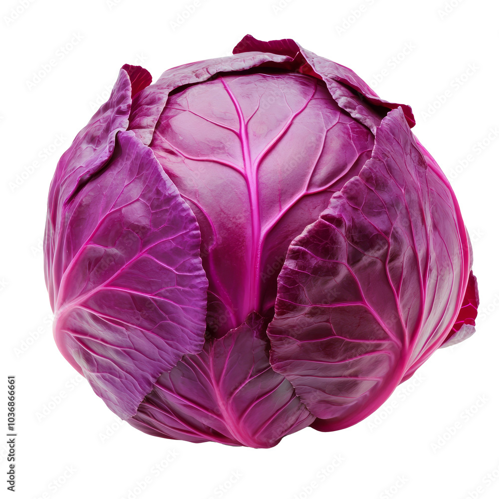 Poster fresh red cabbage on a clean transparent background showcasing vibrant color and texture for culinar