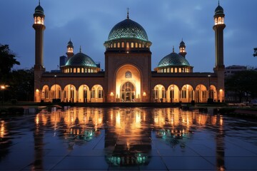 Beautiful mosque as a place of worship for Muslims created with Generative AI