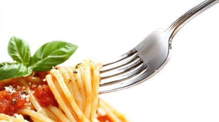 Elegant Silver Fork Twirling Pasta on a Plate