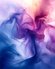 Fototapeta premium A stunning abstract representation featuring flowing wisps of fabric in shades of purple, pink, and blue, creating a dreamy and ethereal atmosphere.