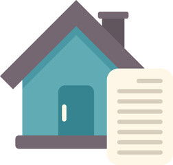 House building with a paper document representing a contract, mortgage or property ownership