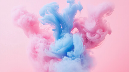 Abstract beauty background with pink and light blue clouds paint Light blue and pink clouds smoke on pink and light blue background. Fashionable, modern background in pastel colors