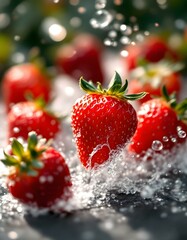 fresh strawberry in the rain