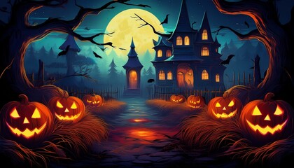 Fototapeta premium halloween background with pumpkin