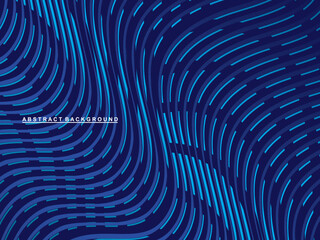 Abstract blue glowing wave lines on dark blue background. Modern shiny gradient blue futuristic pattern. Futuristic technology concept, suitable for covers, posters, banners, brochures, websites, etc.