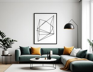 Stylish home decor mockup featuring customizable wall art piece