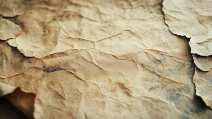 Fototapeta premium A close-up of textured brown paper, possibly leather or parchment,