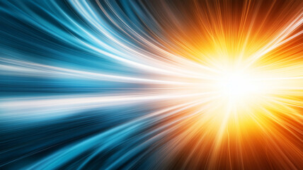 Obraz premium Vibrant light rays in blue and orange create dynamic burst effect, symbolizing energy and motion. This abstract image evokes sense of speed and excitement