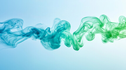 Abstract beauty background with green clouds of paint, green smoke. Fashionable, modern background in pastel colors.