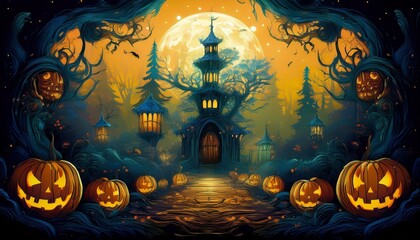 Fototapeta premium halloween background with pumpkins
