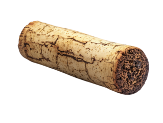 Cork stopper isolated on white background for wine bottle.