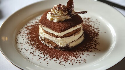 Tiramisu Dessert Served on a Plate