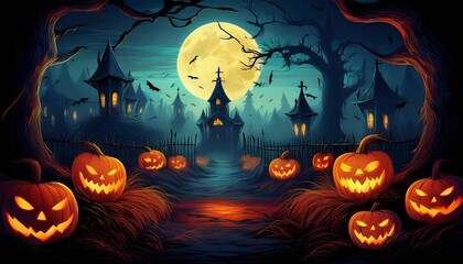 halloween background with pumpkins