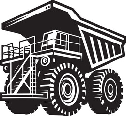 silhouette of mining truck vector art illustration