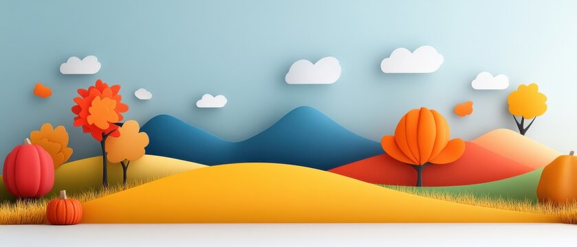Autumn Bliss: A Serene Landscape of Vibrant Colors and Gentle Hills