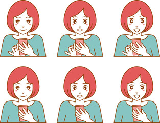 スマホを操作するショートカットの女性