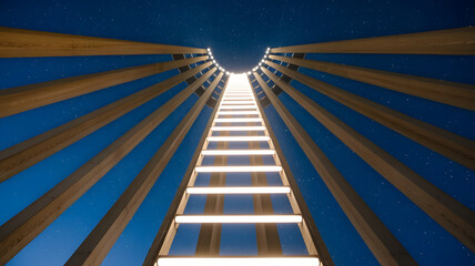 An abstract ladder of light, rising into the sky, representing career progression and business leadership. ( Business Concept ).