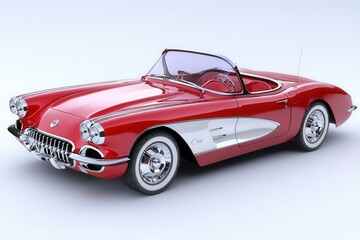 A stunning classic convertible parked against a minimalist backdrop during bright daylight