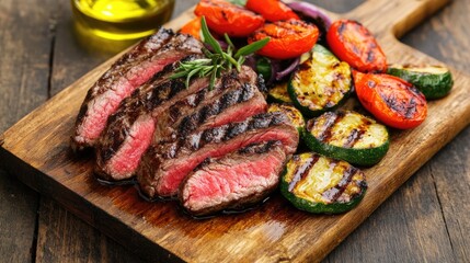 Grilled Bistecca Fiorentina Steak with Vegetables