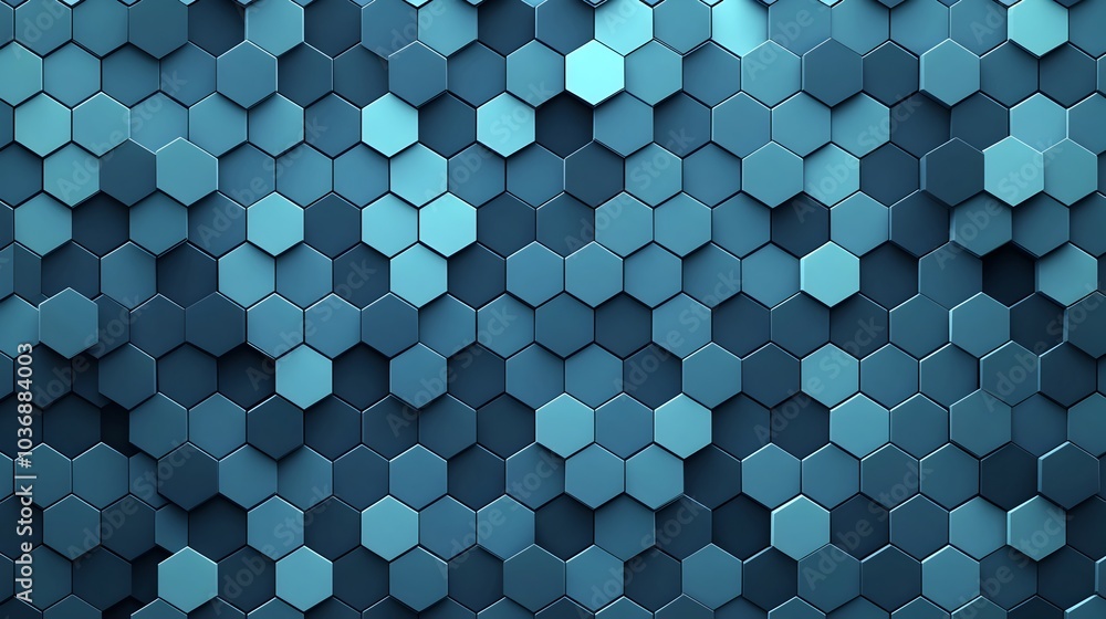 Aufkleber mesmerizing hexagonal pattern in soothing blue tones forming a calming geometric background