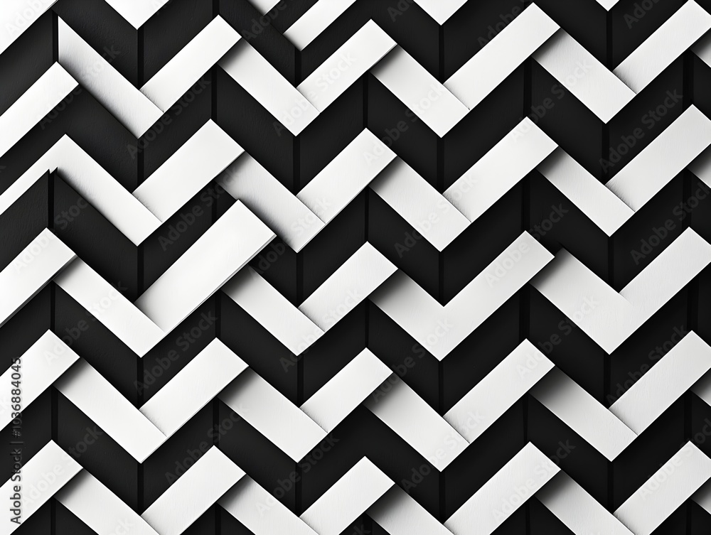 Poster bold geometric monochrome pattern with striking triangular zigzag design