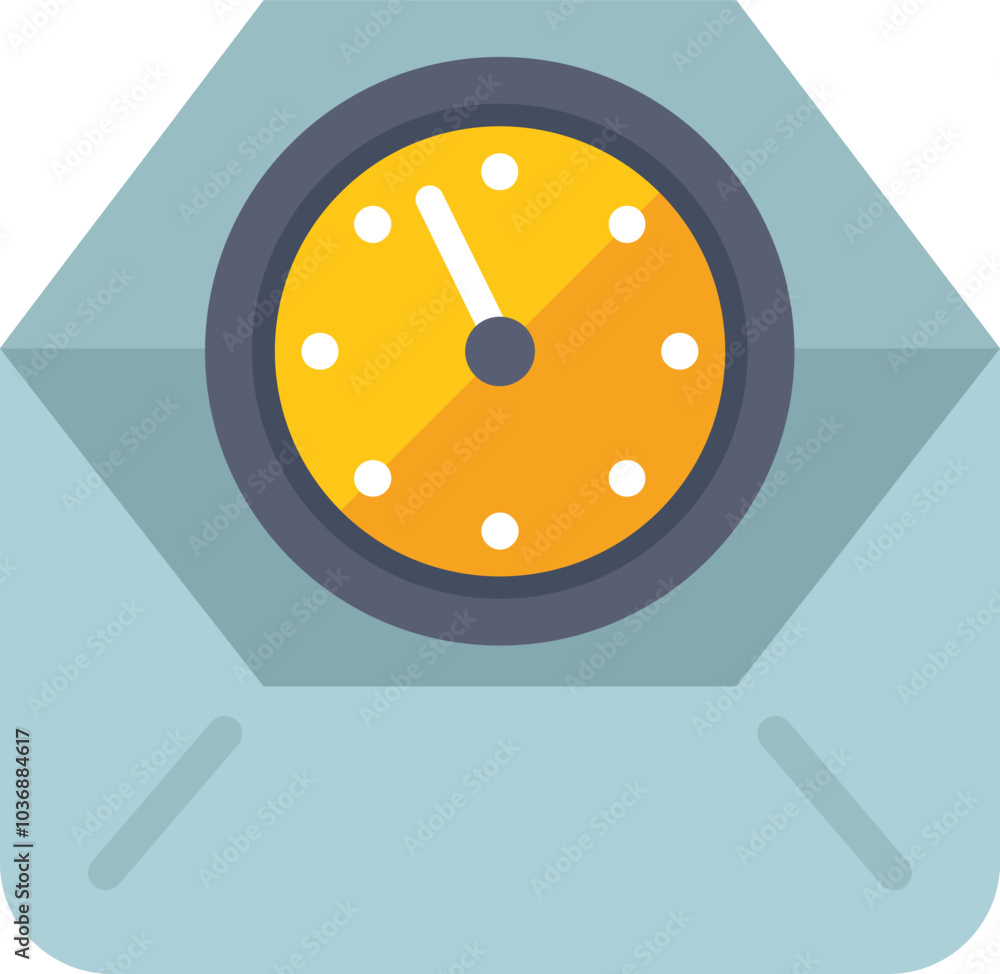 Poster email envelope sending express mail with clock showing fast delivery time