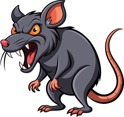 Fototapeta premium Cute Rodent Cartoon Art Black Rat Character Design