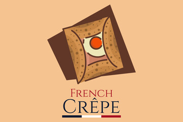 French Crepe or crêpes logo vector illustration. vector logo for crepe vendor, food stall, and food stand.