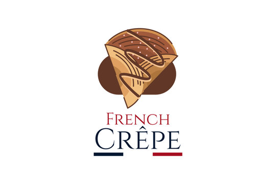 French Crepe or cr&ecirc;pes logo vector illustration. vector logo for crepe vendor, food stall, and food stand.