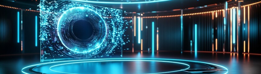 Modern Professional Exhibition Space with Digital Elements