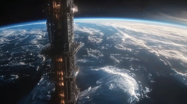 A giant space elevator extending from Earth's surface to low Earth orbit