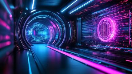 Futuristic Exhibition Booth with Neon Lights