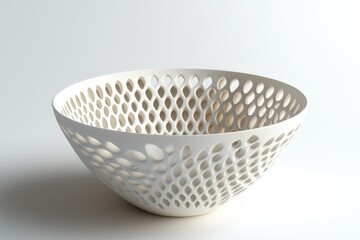 Elegant white bowl with intricate perforated design showcasing modern craftsmanship