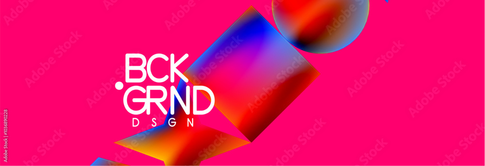 Poster neon color geometric shapes square triangle circle abstract background. vector illustration for wall