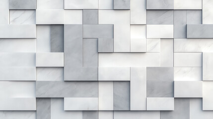 Obraz premium Abstract mosaic pattern showcasing various shades of gray rectangular tiles, creating a modern architectural design on a textured surface.