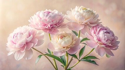 Minimalist Peony Flower Heads Background in Soft Colors for Serenity and Elegance in Floral Photography, Perfect for Home Decor, Print, and Digital Art