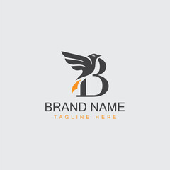 Letter B Bird Logo Design with vector template design