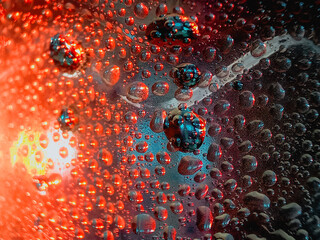 Colorful display showing how water and oil do not mix vivid tones macro shot hdr soothing,Colorful background with water drops on it