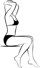 Sitting Women In Bikini With Her Head In Her Hands