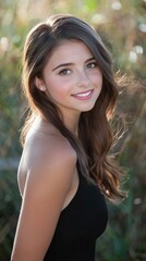 Naklejka premium Natural beauty shines brightly during a sunlit moment in a grassy field at golden hour