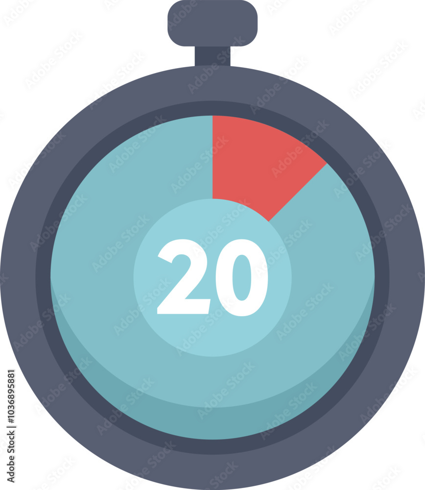 Poster stopwatch is showing that 20 seconds have passed on the timer