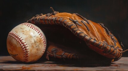 Baseball and Glove Still Life